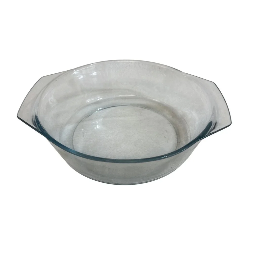 Vintage Marinex Glass Round Casserole Baking Dish Made in Brazil Clear P28‎